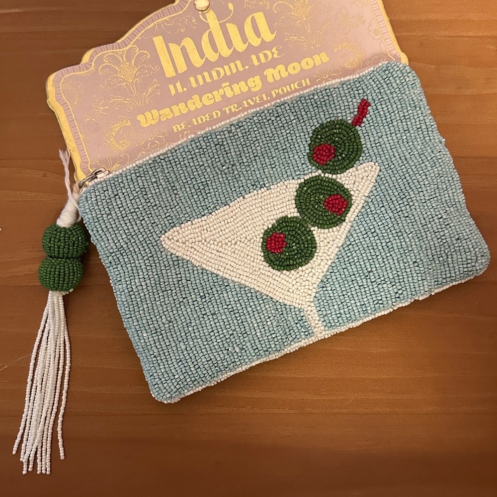 Beaded Travel Pouch with Martini Design Made in India